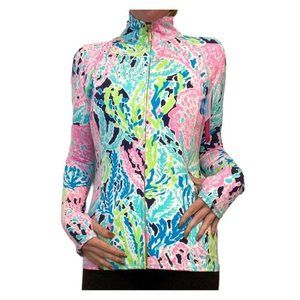 NWT Lilly Pulitzer Luxletic Serena Jacket - in Seaside Aqua / Lets Cha Cha